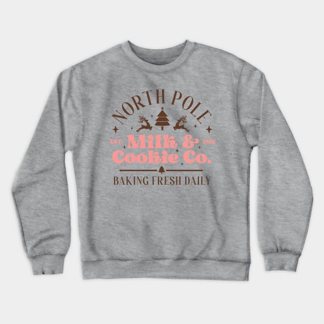 Vintage Christmas North Pole Milk and Cookie Co Crewneck Sweatshirt by Nova Studio Designs